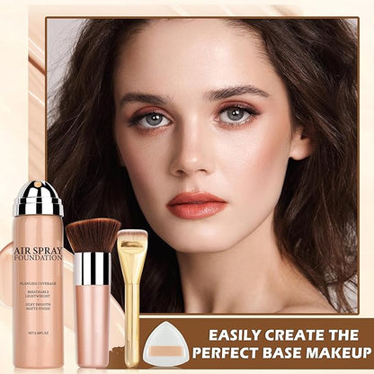 AIUEO Magic Minerals Airbrush Foundation Makeup Silky Mist Spray Foundation Makeup Airbrush Flawless Setting Spray Foundation for Mature Skin-Natural