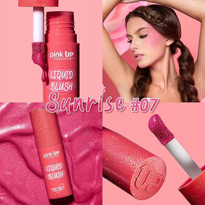 | Liquid Blush | Long-Lasting Liquid Blush | Non-Greasy | Highly Pigmented | Suitable for All Skin Types | Matte Colors | Subtle Shimmer Highlights | Shade: Sunrise| 6ml | Model PKLB07