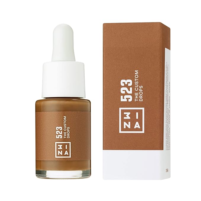 3ina MAKEUP - Vegan - The Custom Drops 523 - Brown - Foundation Drops to Adjust Makeup - Durable Formula - Matte Effect - Oil-Free - Matte Varnish - Cruelty Free