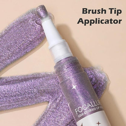 FOCALLURE Glitter Lip Gloss,High Shine Shimmer Lipstick,Long Lasting Plumping Lipgloss,Hydrating,Moisturizing,Non-Sticky and Lightweight Formula for Lip Color,Moonquake