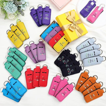 Ctosree 40 Pcs Inspirational Theme Lipstick Holder Lip Balm Holder with Portable Clip on Lip Gloss Sleeve Pouch Pocket for Employee Nurse Mother Teachers(Multicolor)