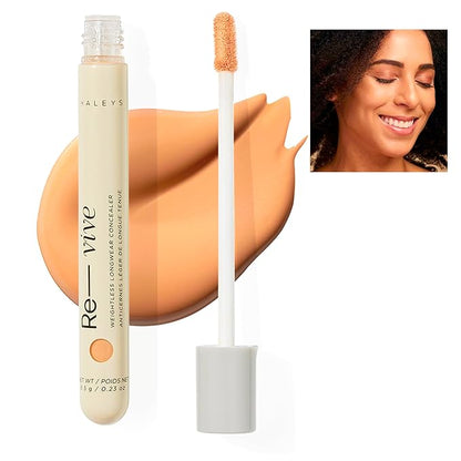 HALEYS Weightless Longwear Concealer (Tan - Warm), Re-vive, Medium to Full Coverage, Gripping Concealer, Fast-setting, All-Day Wear, Spot Concealing, Brightens, Streak-free, Light-diffusing, V+CF