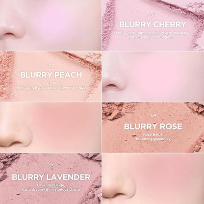 lilybyred Luv Beam Blur Cheek | Heart-Shaped Korean Powder Blush, Silky Texture, Lightweight, Soft Blurring Matte Finish, Long-Lasting, Natural Flush, Floral Woody Scent, 0.14 oz. (04 Blurry Rose)