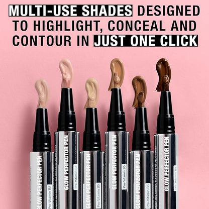 Neutrogena Healthy Skin Glow Perfector Pen, Lightweight Brightening Concealer Pen with Pro-Vitamin B5 & Vitamin E to Brighten Darkness & Dullness for a Natural, Radiant Highlight, Tan, 1 oz