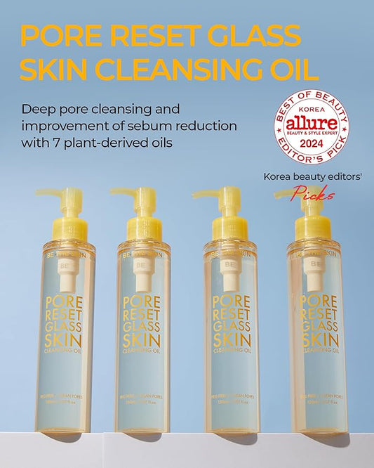 Pore Reset Glass Skin Cleansing Oil - Gentle Makeup Remover Oil for Glass Clear Skin with Plant-derived Oils - Removes Sebum and Blackheads - For All Skin Types, 5.07 fl.oz.