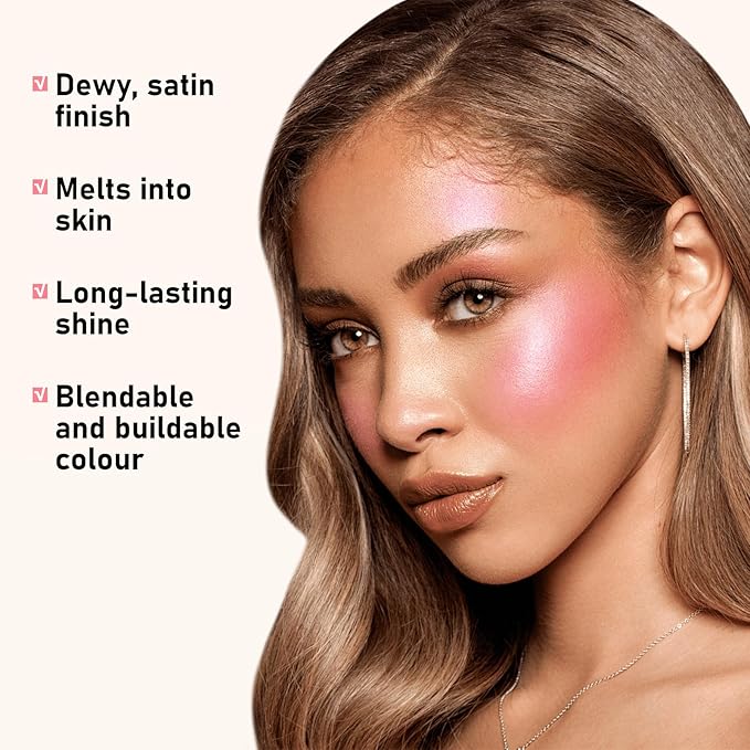 Boobeen Cream Makeup Blush Stick, Shimmer Blush for Cheeks, Lightweight Waterproof Highlighter Blush Wand, Easy to Blend