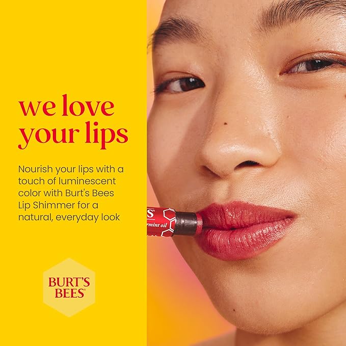 Burt's Bees 100% Natural Moisturizing Lip Shimmer, Cherry - 1 Tube