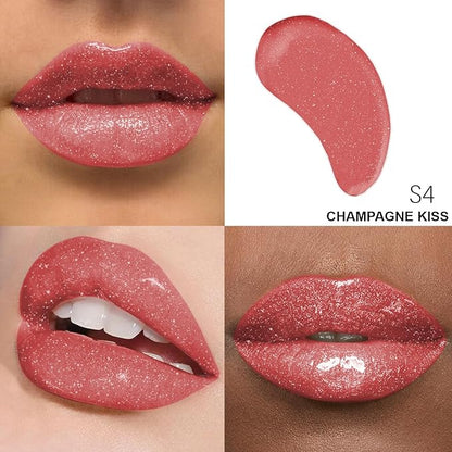 Shimmer Lip Gloss - Non-Sticky Girls Gloss - Long Lasting High Shine - 0.7 FL Oz Gloss for Girls & Women - Cruelty Free - (Champagne Kiss: S4)