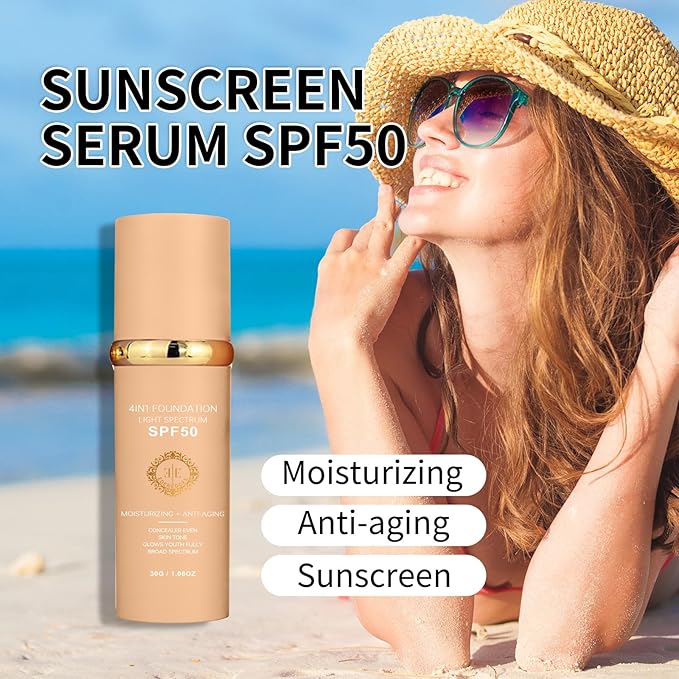 Biology 4-in-1 Foundation Hydrating Medium Spectrum Full Coverage Lotion Foundation, Protecting from Sun with SPF 50+, 4 1 Concealer Waterproof Longwear (Light, 1 FL OZ)