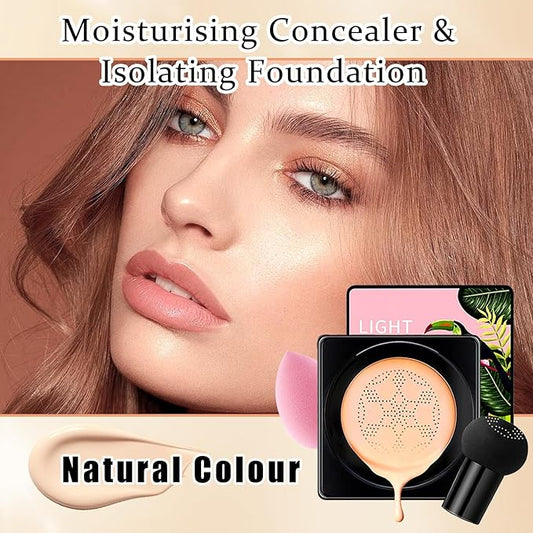 2Pcs Mushroom Head Air Cushion CC Cream Foundation Makeup,Moisturizing BB Cream Face Makeup Liquid Foundation,Long Lasting Full Coverage Concealer for All Skin Types（Natural）E