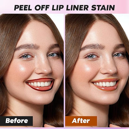 Lip Stain Peel Off, Orange Red Lip Liner Stain Peel Off Tattoo Matte Lip-tint, Long Lasting, Waterproof, Transfer-proof, Moisturizing, Easy to Use, Highly Pigmented Color for All Skin Types (#07)
