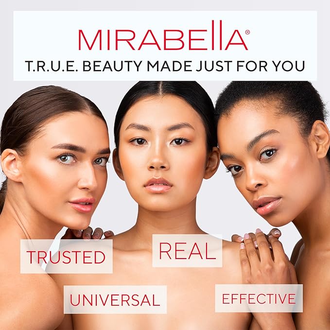Mirabella Glow Duo, LED Lit Lip Gloss & Hyaluronic Pressed Powder Gift Set - Universal Pressed Powder with LED Light & Mirror - Talc-Free, Paraben & Gluten Free