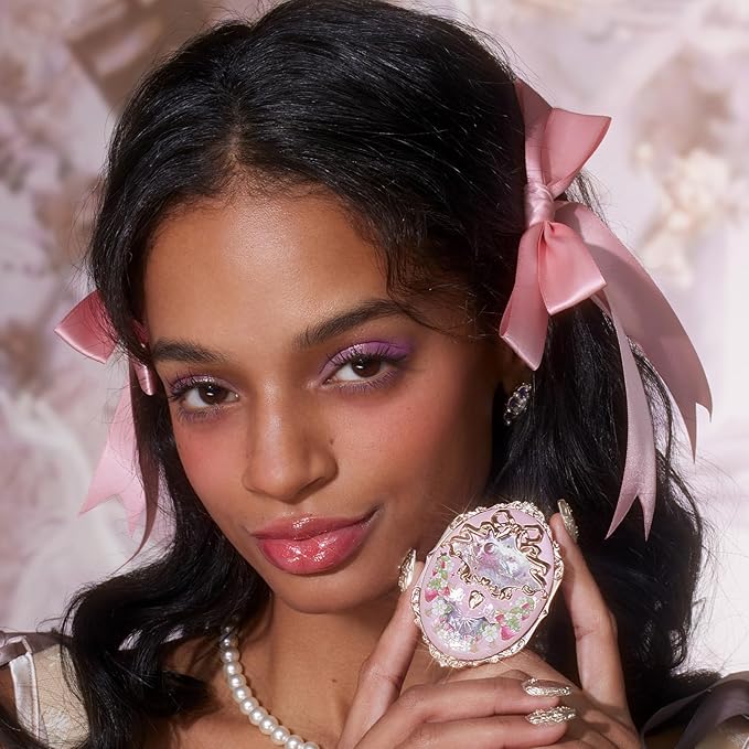 Flower Knows Violet Strawberry Rococo Glitter Lip Gloss G02+Strawberry Rococo Embossed Blush G01