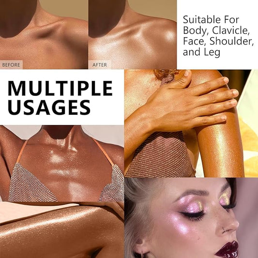 Body Shimmer Oil,Liquid Glow Illuminator Body Luminizer Glow For Body Face Smooth Radiant Bronzer Highlighter Foundation 1.0 Fl Oz#107