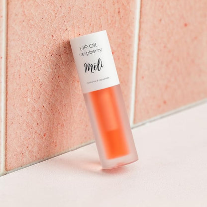 MÈLI Organic Lip Oil with Hyaluronic Acid | Clear Non-Sticky, Natural Lip Gloss, Moisturizing, Revitalizing and Rejuvenating (Raspberry)