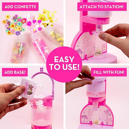 Horizon Group USA Barbie Sweet Shop Lip Gloss Making Kit, Makes 12 Barbie Accessories, Barbie Lip Glosses & Keychains, Arts and Crafts kit for Kids Ages 6+, Gifts for 6 Year Old Girl