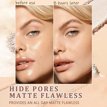 Oil Control Face Pressed Powder,Matte Smooth Flawless Setting Powder Makeup,Waterproof Long Lasting Finishing Powder,Cruelty Free Lightweight Face Cosmetics,0.35Oz (#2-NATURAL BEIGE)