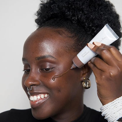 Ere Perez - Natural Oat Milk Liquid Foundation | Breathable, Buildable, Med-Full Coverage, Dewy | Peach Extract, Vit. E | Vegan, Cruelty-Free, Clean Beauty (Espresso | deep neutral, 1 fl oz | 30 ml)