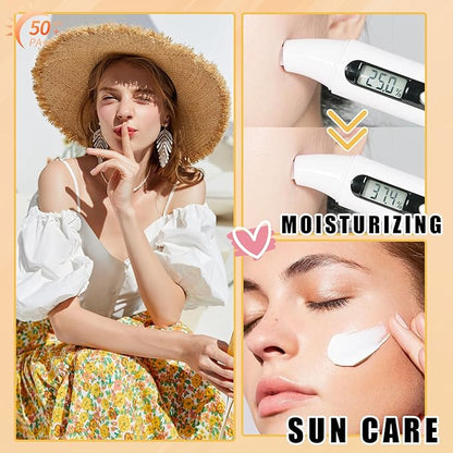 2PCS Color Changing Liquid Foundation Makeup,Flawless Full Coverage Foundation with Makeup Brush and Sponge,Non-greasy Long Lasting Moisturizing SPF50 PA+++ Face Sunscreen for Women（A)