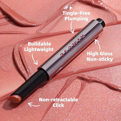 KIMUSE Lip Plumper, Hydrating Korean Lip Gloss, Click Tinted Lip Balm Solid Lipstick for Plumps & Moisturizes, Long-wearing All-in-one Lip Plumping, Gloss, Balm