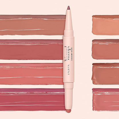 Pupa Milano Vamp! Creamy Duo, 002 Medium Nude, 1 Pc - 2 in 1 Lipstick and Lip Pencil - Long Lasting - Lightweight - No-Transfer - Smooth Texture - Highly Pigmented