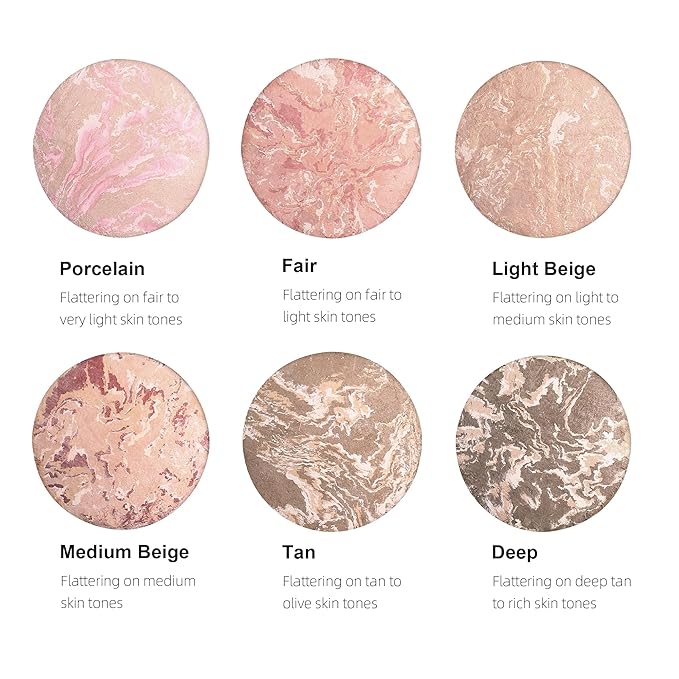 AKARY Baked Powder Foundation, Oil Control Correcting Powder Foundation, Buildable Light to Medium Coverage - Demi-Matte Natural Flawless Finish Smooth Lightweight, 06 Deep