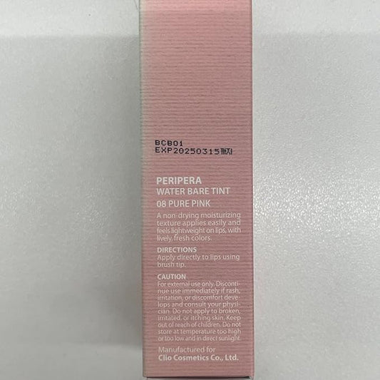 Peripera Water Bare Tint (008 PURE PINK) - Lip Tint, Lip Stain, Glowy Tint