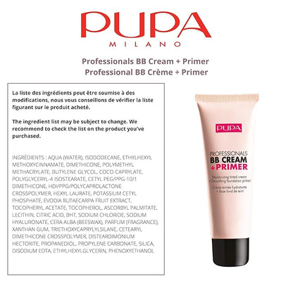 Pupa Milano Professionals BB Cream and SPF 20 Primer for Women, No. 001/Nude, 1.69 Ounce (Pack of 2)