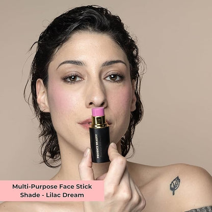 Cream Blush Stick – Buildable High Pigment Color - Cheeks, Lips & Eyes – Hydrating w. Shea Butter, Vit-E, Hyaluronic Acid, Squalane, Multi-Purpose, Gift, Summer Glow (Lilac, Regular)