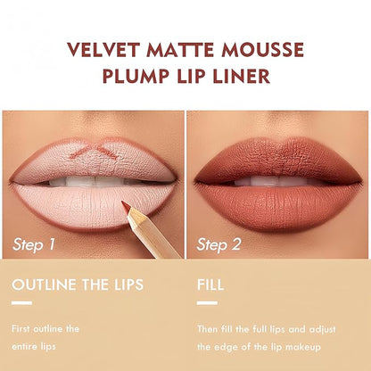 12 PCS Lip Liner Makeup Set, High Pigmented Matte Finish Series Lip Liners Pen Kit for Women, Waterproof & Smudge-Proof Lip Makeup Pencil Set