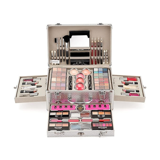 All-in-One Makeup Gift Set Carry All Makeup Kit for Women Full Kit With Aluminum Case Lipgloss Lipstick Concealer Blush Foundation Face Powder Eyeshadow Palette Cosmetic Palette #2