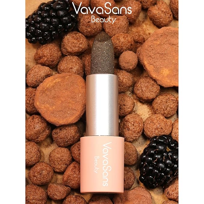 Vegan Glitter Lipstick Space Grey Shimmer Metallic Sparkling Greige Shade Long Lasting Waterproof Non-Sticky Formula Diamond Shiny Highly Pigmented Lip Stick for Women
