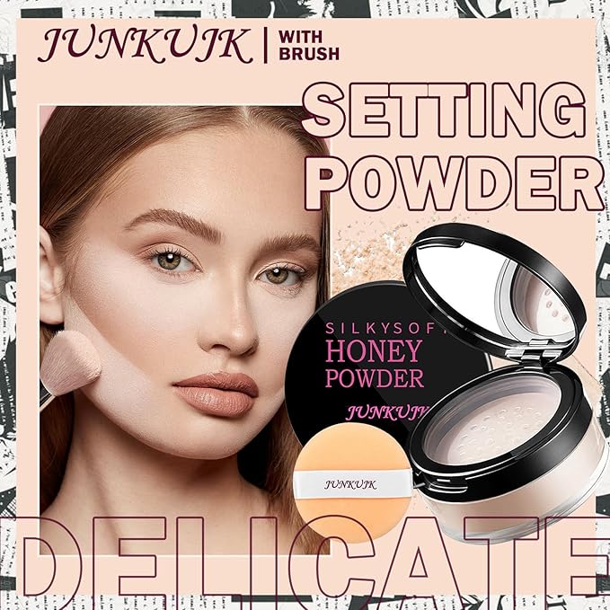 Loose Setting Powder,Lightweight Oil Control Translucent Loose Face Powder with Brush,Waterproof Long Lasting Soft Smooth Matte Face Finishing Powder for Natural Flawless Makeup