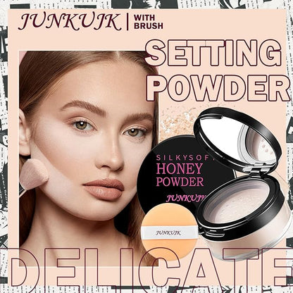 Loose Setting Powder,Lightweight Oil Control Translucent Loose Face Powder with Brush,Waterproof Long Lasting Soft Smooth Matte Face Finishing Powder for Natural Flawless Makeup