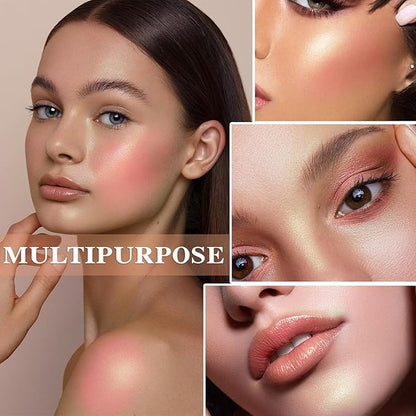 3P Cream Blush Stick with Brush,Waterproof Multi Cream Blush Stick Makeup,Lightweight,Long-lasting,Easy To Use,2 in 1 Multi Stick Blush for Cheeks & Lip Tint & Eyeshadow Makeup Q345