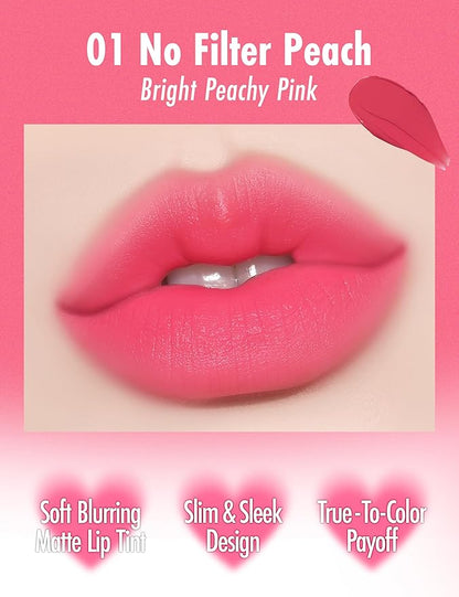 Peach C Blurry Filter 01 No Filter Peach Korean Lip Stain Marker | Matte Korean Lip Tint Long Lasting w/Soft Blur Finish| Comfortably Light & Long Lasting Lip Tint |Smooth Lip tint Stain 0.21 Fl Oz