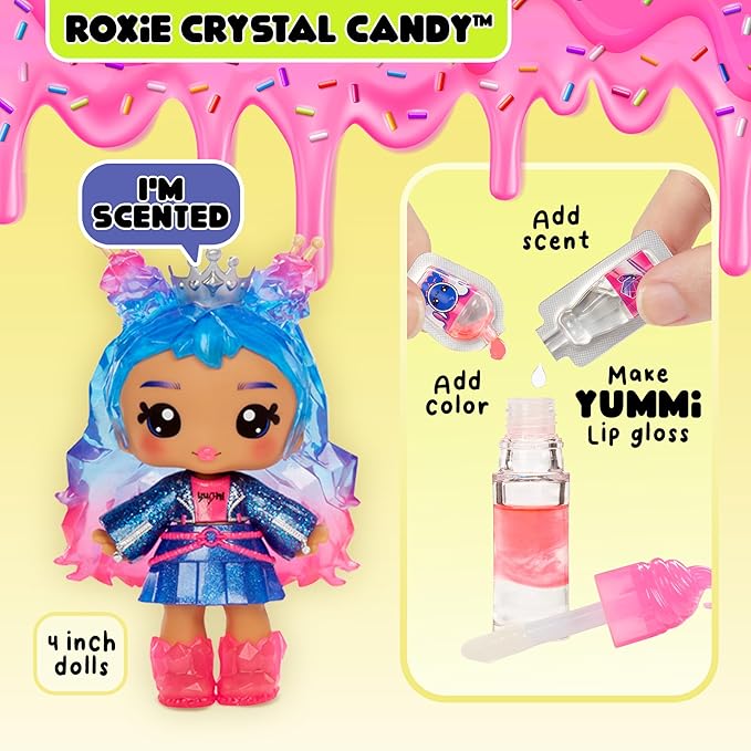 Yummiland Lip Gloss Doll - Roxie Crystal Candy, with DIY Lip Gloss Kit, Ages 4+