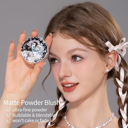 Flower Knows Swan Ballet Embossed Blush 04 Pleuche+Butterfly Cloud Collar Angled Powder Brush Frosty Wisteria