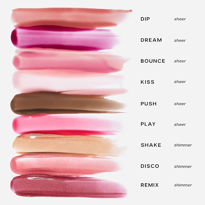 Saie Glossybounce High-Shine Hydrating Lip Gloss Oil - Sheer Tinted Lip Oil with Hyaluronic Acid + Jojoba Oil for Long-Lasting Moisture - Shake (.17 oz)