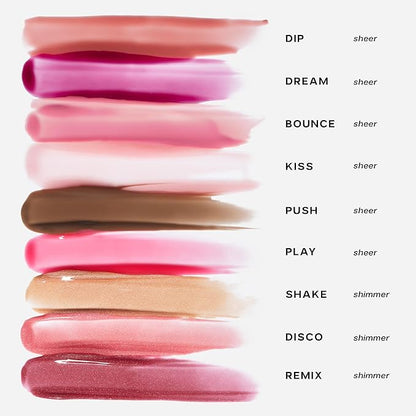 Saie Glossybounce High-Shine Hydrating Lip Gloss Oil - Sheer Tinted Lip Oil with Hyaluronic Acid + Jojoba Oil for Long-Lasting Moisture - Shake (.17 oz)