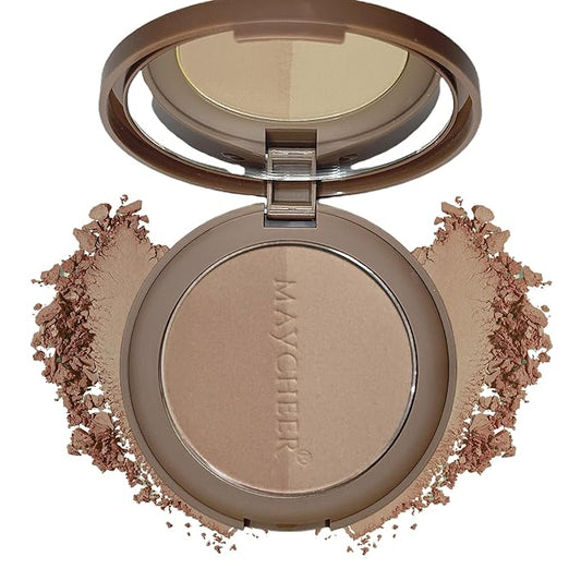 2 in 1 Contour Palette Face Sculpting Grey Contour Powder Palette Face Bronzer Makeup Contouring Palette with Mirror - Highly Pigmented Contour Shadow For Light Skin tone