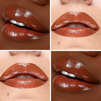 The Lip Bar Vegan Non-Sticky Lip Gloss, with Hydrating Shea Butter for a Lightweight, High Shine Finish, Headliner - Warm Terracotta Brown