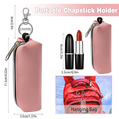 Chapstick Holder, 6 Pcs Lip Balm Sleeve Pouch Portable Lipstick Holder Bag Clip-on Makeup Travel Accessories Great Stuffers Gift for Women