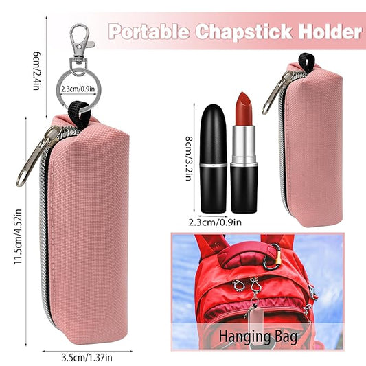 Chapstick Holder, 6 Pcs Lip Balm Sleeve Pouch Portable Lipstick Holder Bag Clip-on Makeup Travel Accessories Great Stuffers Gift for Women