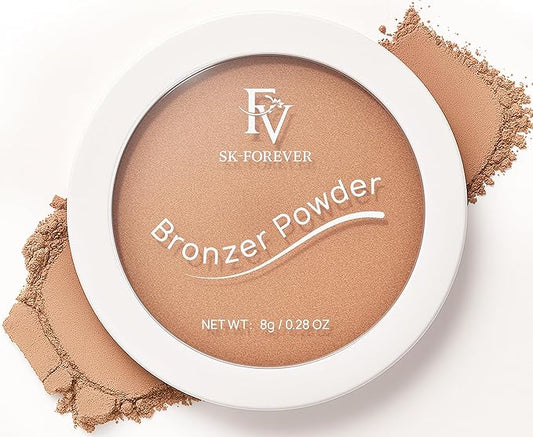 FV Bronzer Powder, Long Lasting Talc-Free Smooth Bronzing Powder, Buildable with Natural Glow Matte Finish, Contour Cheeks, Waterproof Bronzers for Fair Light Skin Tones (Bronzer, 0.28 oz)