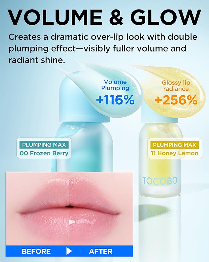 TOCOBO Juicy Berry Plumping Lip Oil 17 Berry Milk – Korean Vegan Hydrating Lip Oil with Plant Oils for High Shine Gloss - Non Sticky Formula for All Skin Tones, 0.12 fl.oz.