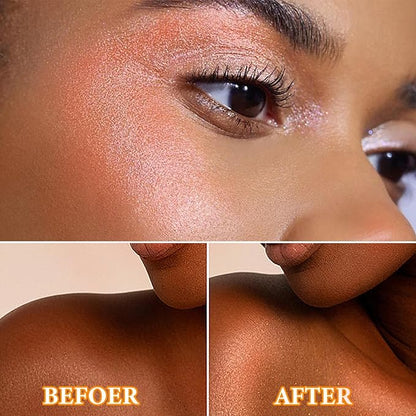 Body Shimmer Oil Luminizer, Face & Body Waterproof Moisturizing Glow Illuminator, Golden Brown Highlighter