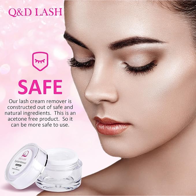 Q&D LASH Eyelash Extension Remover Cream Professional Eyelashes Extensions Adhesive Remover Cream Low Irritation for Sensitive Skin No Irritation No Odor Smell