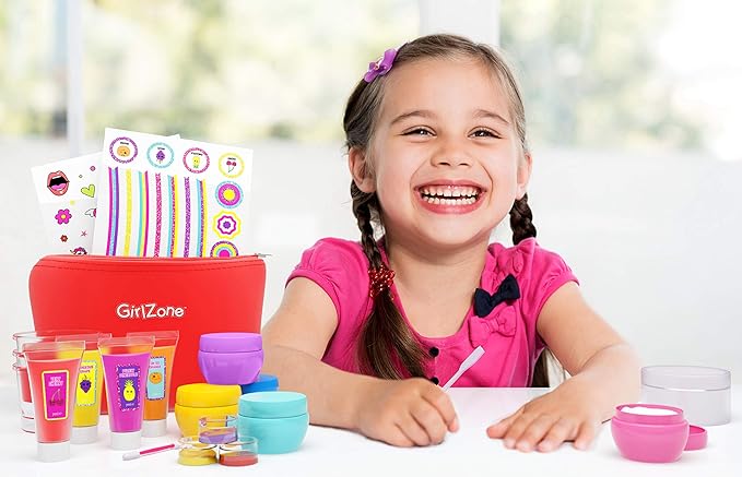 GirlZone Lip Balm Making Kit, 25-Piece Makeup and Lip Gloss Set with Glitters, Stickers & More, Fabulous Girls Toys Age 8 & Great Gift Idea for Kids