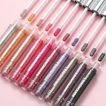 LANGMANNI 6 Colors Diamond Glitter Lip Gloss Set,Long Lasting High Shine Shimmer Liquid Lipstick Set,Hydrating,Moisturizing Lip Gloss Kit Gift Makeup For Girls(#05+06+07+08+09+10)